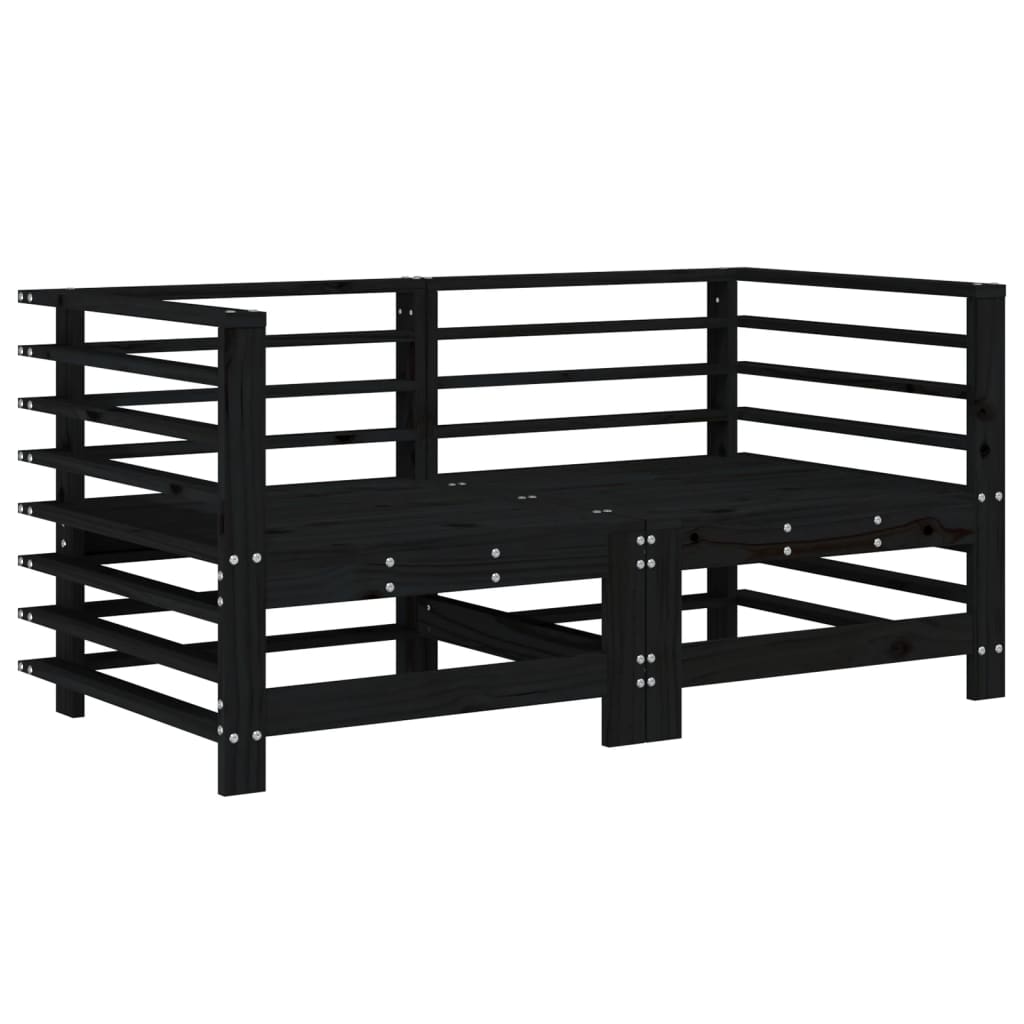 Set mobilier grădină cu perne, 7 piese, negru, lemn masiv pin