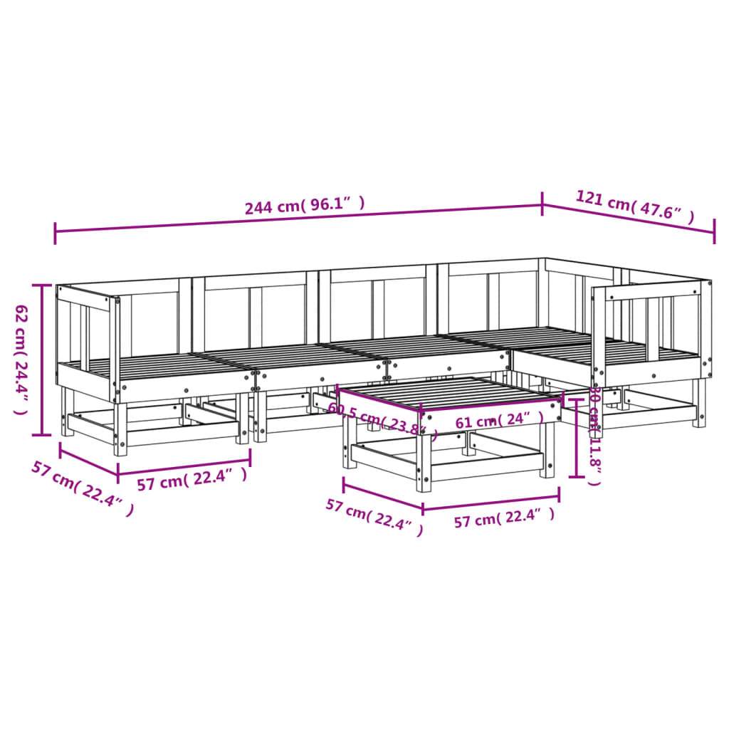 Set mobilier relaxare grădină, 6 piese, lemn masiv Douglas