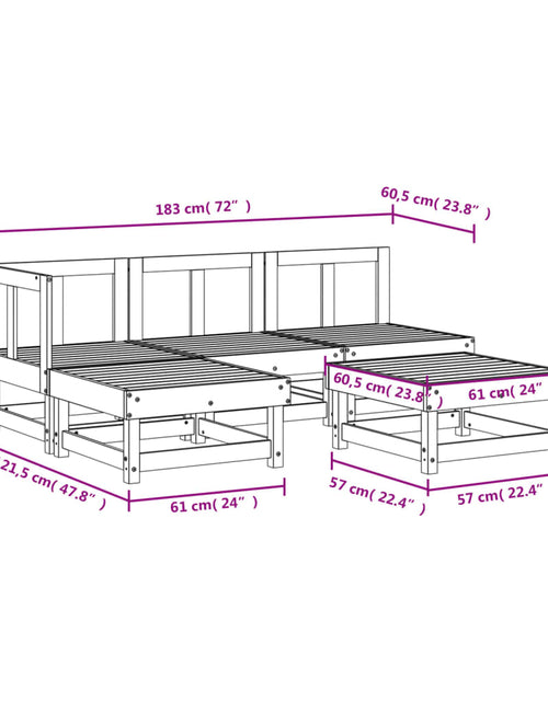 Încărcați imaginea în vizualizatorul Galerie, Set mobilier relaxare de grădină 5 piese gri lemn masiv de pin
