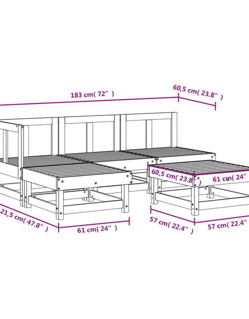 Încărcați imaginea în vizualizatorul Galerie, Set mobilier relaxare pentru grădină 5 piese lemn de pin tratat
