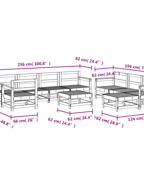 Încărcați imaginea în vizualizatorul Galerie, Set mobilier relaxare de grădină, 10 piese, lemn de pin tratat
