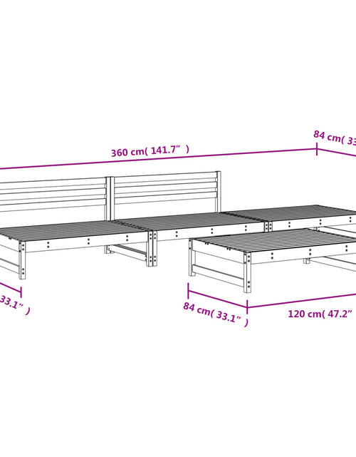 Încărcați imaginea în vizualizatorul Galerie, Set mobilier relaxare de grădină, 4 piese, lemn de pin tratat
