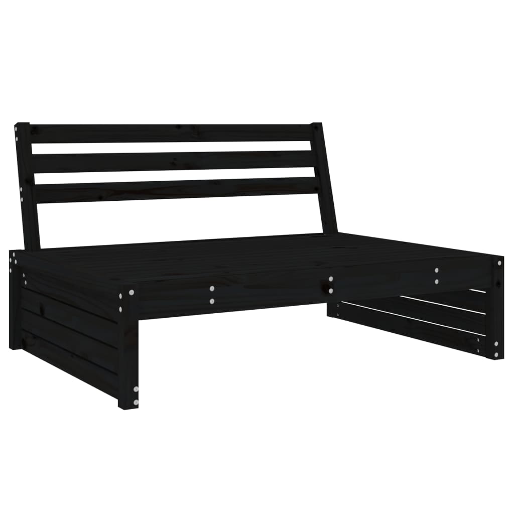 Set mobilier relaxare de grădină 4 piese, negru, lemn masiv pin