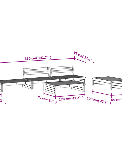 Încărcați imaginea în vizualizatorul Galerie, Set Set mobilier relaxare grădină 5 piese negru lemn masiv pin
