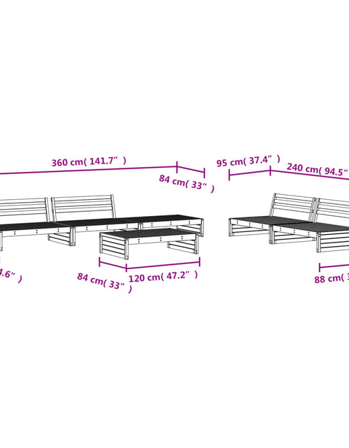 Încărcați imaginea în vizualizatorul Galerie, Set mobilier relexare grădină, 6 piese, negru, lemn masiv pin
