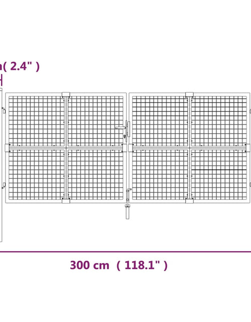 Încărcați imaginea în vizualizatorul Galerie, Poartă de grădină din plasă antracit 300x175 cm oțel galvanizat
