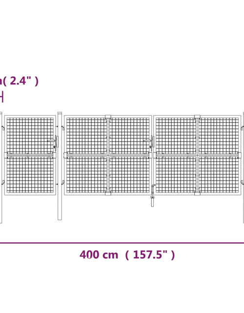 Încărcați imaginea în vizualizatorul Galerie, Poartă de grădină din plasă, verde, 400x175 cm, oțel galvanizat
