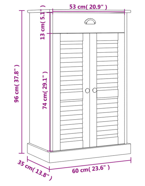 Загрузите изображение в средство просмотра галереи, Dulap de pantofi VIGO, alb, 60x35x96 cm, lemn masiv de pin
