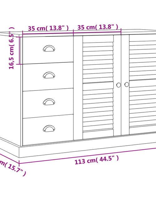 Загрузите изображение в средство просмотра галереи, Servantă cu sertare VIGO, 113x40x75 cm, lemn masiv de pin
