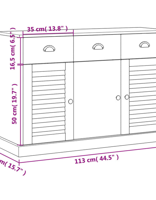 Загрузите изображение в средство просмотра галереи, Servantă cu sertare VIGO, 113x40x75 cm, lemn masiv de pin
