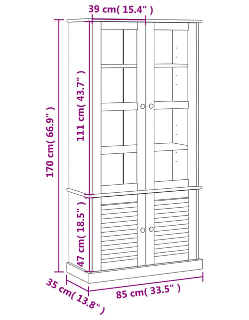Загрузите изображение в средство просмотра галереи, Vitrină de sticlă VIGO, 85x35x170 cm, lemn masiv de pin
