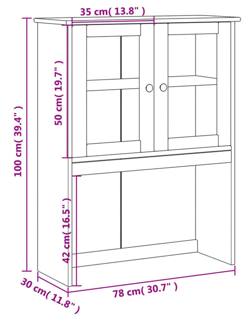 Загрузите изображение в средство просмотра галереи, Dulap superior comodă „VIGO”, gri, 78x30x100 cm, lemn masiv pin
