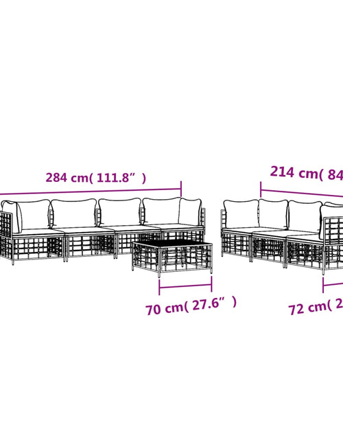 Încărcați imaginea în vizualizatorul Galerie, Set mobilier de grădină cu perne, 8 piese, antracit, poliratan
