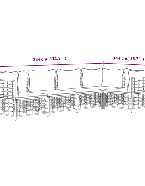 Загрузите изображение в средство просмотра галереи, Set șezlonguri de grădină 5 piese cu perne, antracit, poliratan
