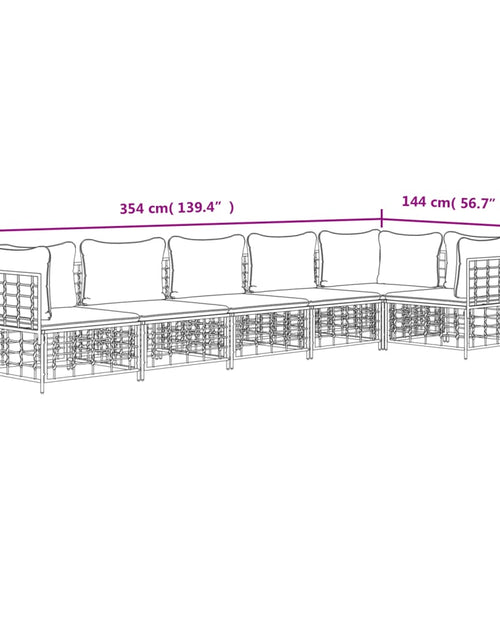 Încărcați imaginea în vizualizatorul Galerie, Set șezlonguri de grădină 6 piese cu perne, antracit, poliratan
