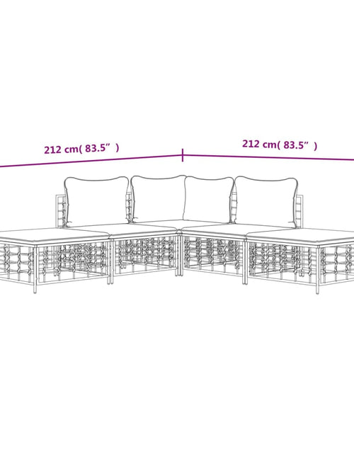 Загрузите изображение в средство просмотра галереи, Set șezlonguri de grădină 5 piese cu perne, antracit, poliratan
