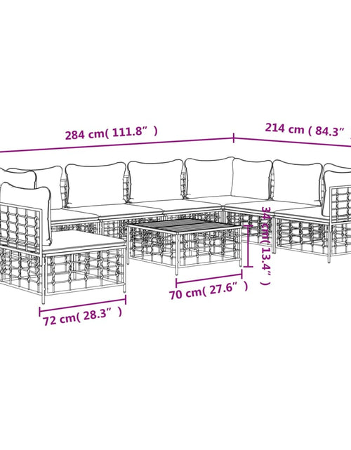 Încărcați imaginea în vizualizatorul Galerie, Set mobilier de grădină cu perne, 8 piese, antracit, poliratan
