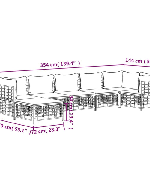 Încărcați imaginea în vizualizatorul Galerie, Set mobilier de grădină cu perne, 7 piese, antracit, poliratan
