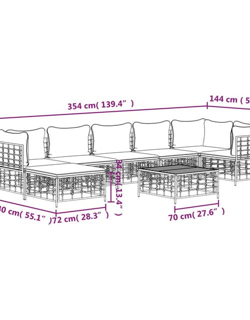 Загрузите изображение в средство просмотра галереи, Set mobilier de grădină cu perne, 8 piese, antracit, poliratan
