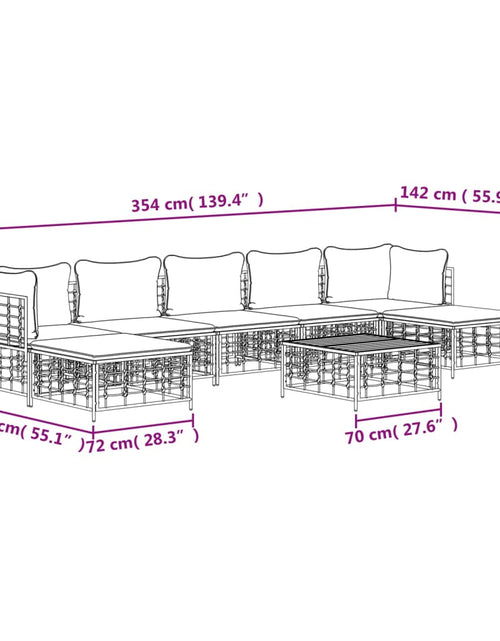 Încărcați imaginea în vizualizatorul Galerie, Set mobilier de grădină cu perne, 8 piese, antracit, poliratan
