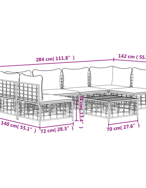 Загрузите изображение в средство просмотра галереи, Set mobilier de grădină cu perne, 7 piese, antracit, poliratan
