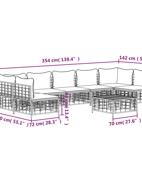 Încărcați imaginea în vizualizatorul Galerie, Set mobilier de grădină cu perne, 8 piese, antracit, poliratan
