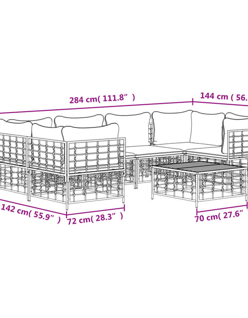 Загрузите изображение в средство просмотра галереи, Set mobilier de grădină cu perne, 7 piese, antracit, poliratan
