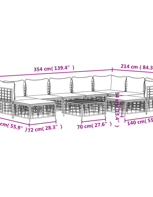 Загрузите изображение в средство просмотра галереи, Set mobilier de grădină cu perne, 10 piese, antracit, poliratan
