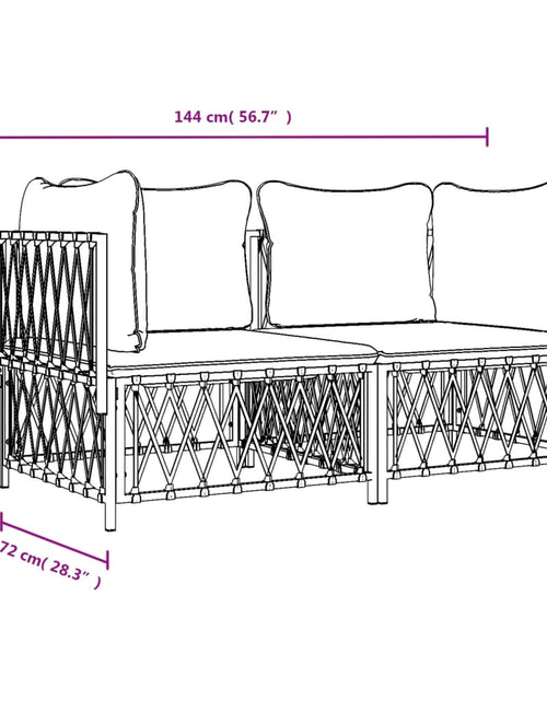 Încărcați imaginea în vizualizatorul Galerie, Set mobilier de grădină, 2 piese, cu perne, alb, oțel
