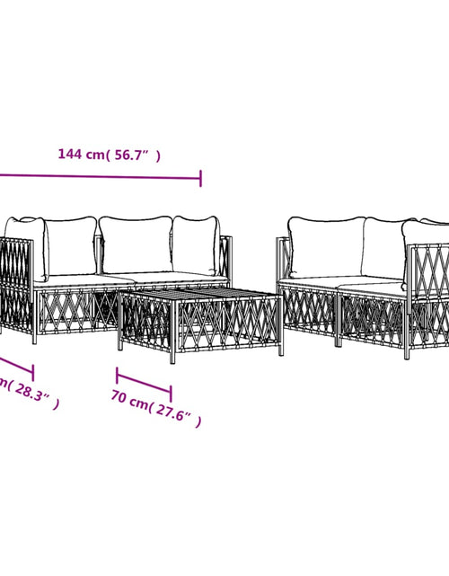 Încărcați imaginea în vizualizatorul Galerie, Set mobilier de grădină, 5 piese, cu perne, alb, oțel
