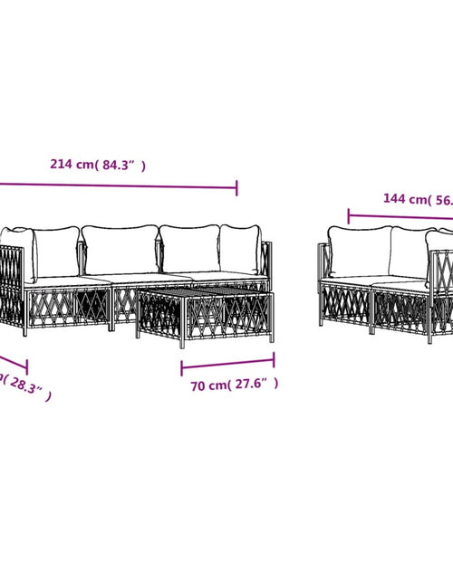 Загрузите изображение в средство просмотра галереи, Set mobilier de grădină, 6 piese, cu perne, alb, oțel
