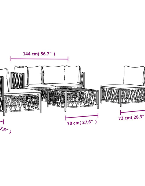 Încărcați imaginea în vizualizatorul Galerie, Set mobilier de grădină, 5 piese, cu perne, alb, oțel
