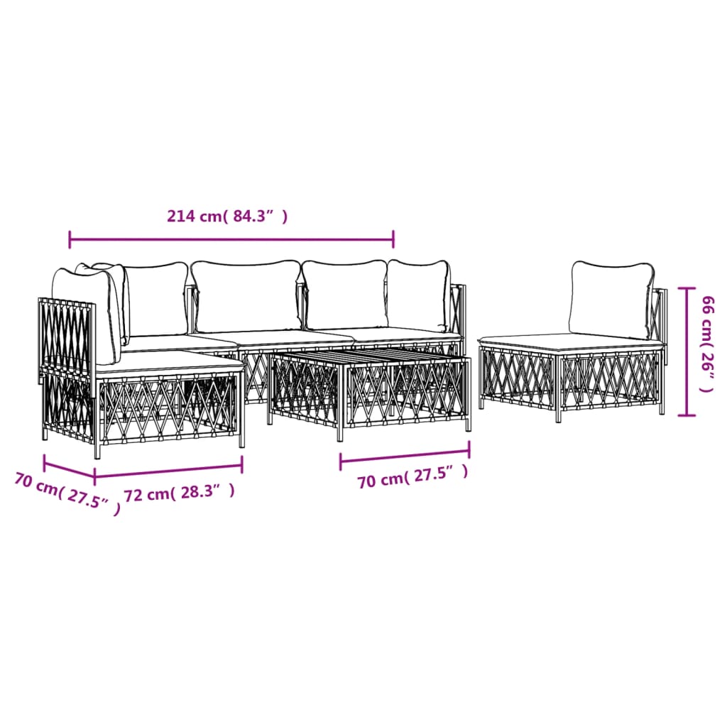 Set mobilier de grădină, 6 piese, cu perne, antracit, oțel