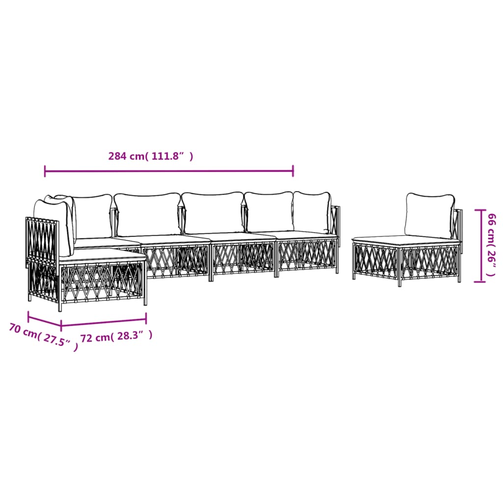 Set mobilier de grădină, 6 piese, cu perne, antracit, oțel