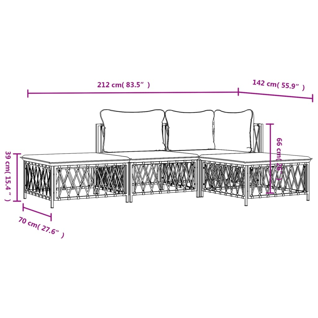 Set mobilier de grădină, cu perne, antracit, 4 piese, oțel