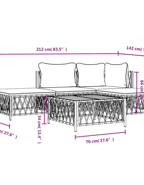 Загрузите изображение в средство просмотра галереи, Set mobilier de grădină, 5 piese, cu perne, antracit, oțel
