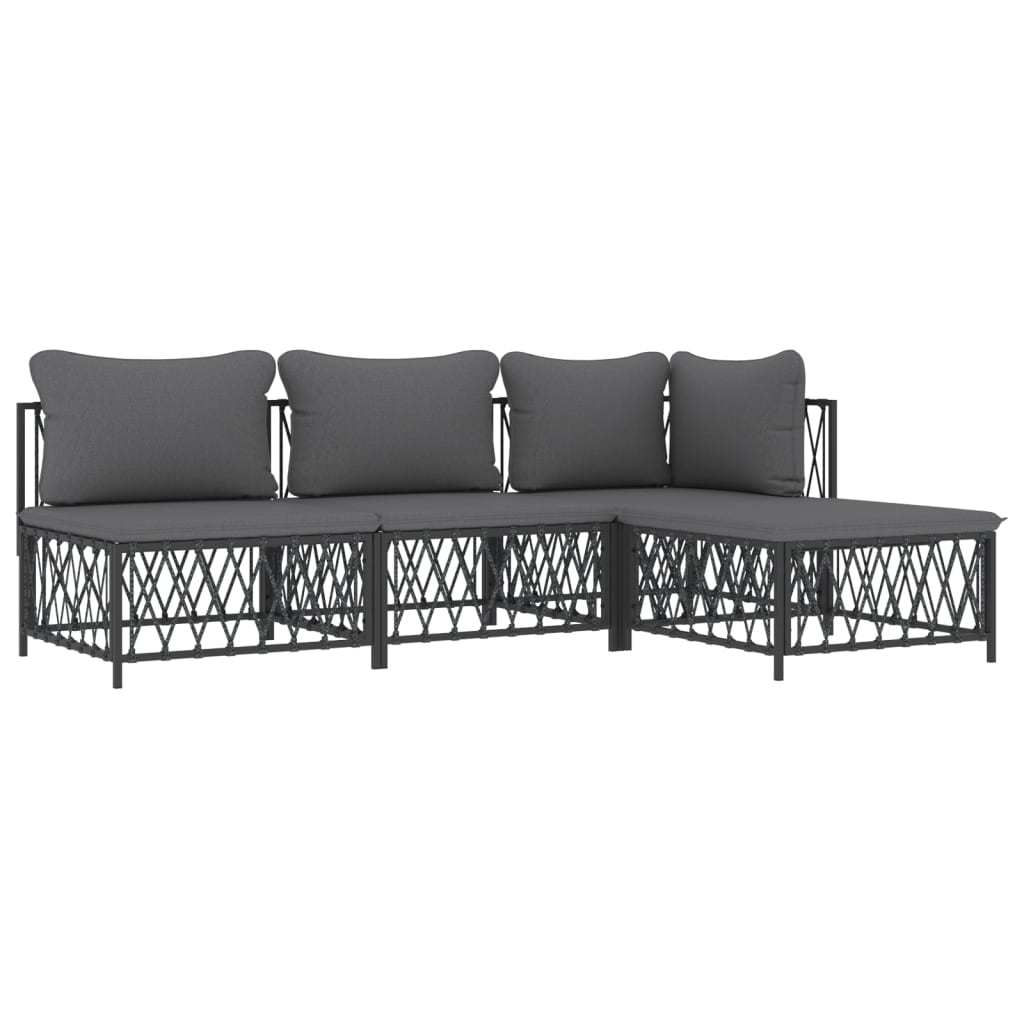 Set mobilier de grădină, cu perne, antracit, 4 piese, oțel