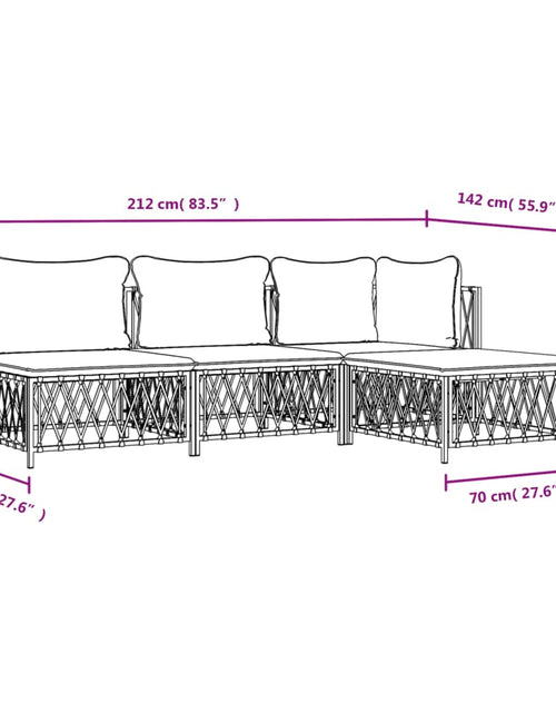 Încărcați imaginea în vizualizatorul Galerie, Set mobilier de grădină, cu perne, antracit, 4 piese, oțel
