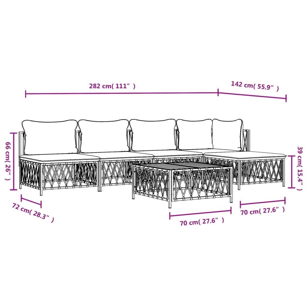 Set mobilier de grădină, 6 piese, cu perne, antracit, oțel