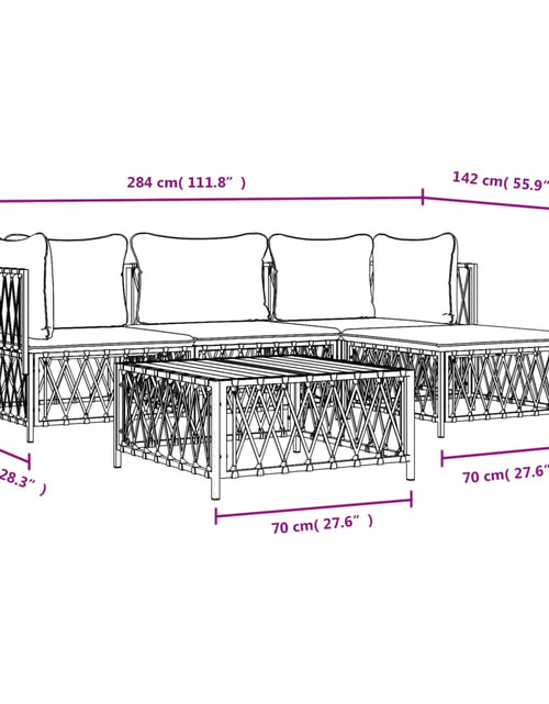 Încărcați imaginea în vizualizatorul Galerie, Set mobilier de grădină, 4 piese, cu perne, alb, oțel
