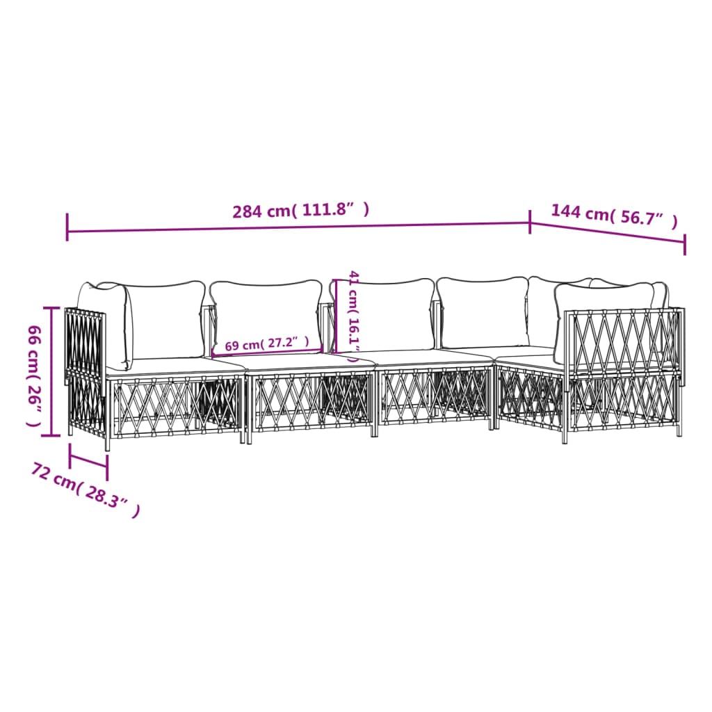 Set mobilier de grădină, 5 piese, cu perne, antracit, oțel