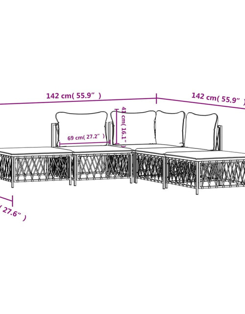 Încărcați imaginea în vizualizatorul Galerie, Set mobilier de grădină, 5 piese, cu perne, antracit, oțel
