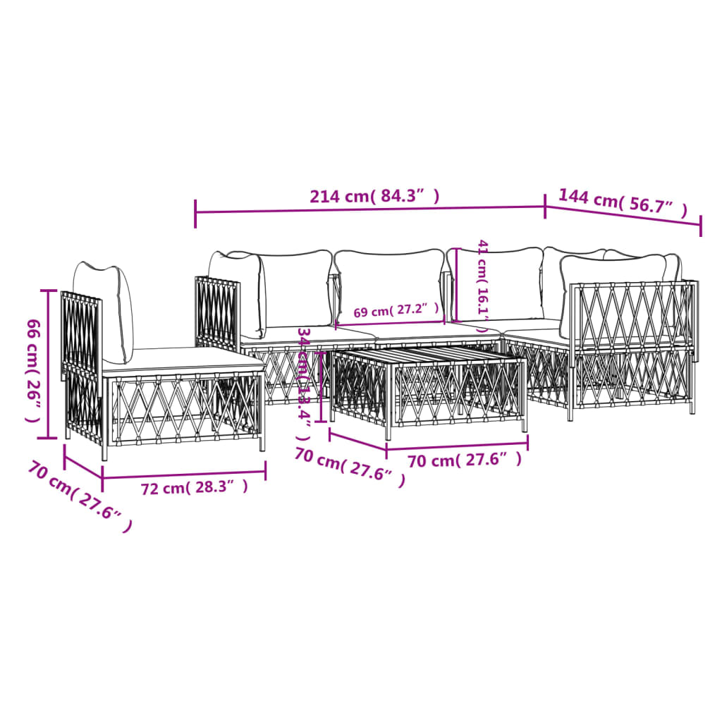 Set mobilier de grădină, 6 piese, cu perne, antracit, oțel