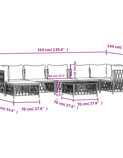 Încărcați imaginea în vizualizatorul Galerie, Set mobilier de grădină, 8 piese, cu perne, alb, oțel
