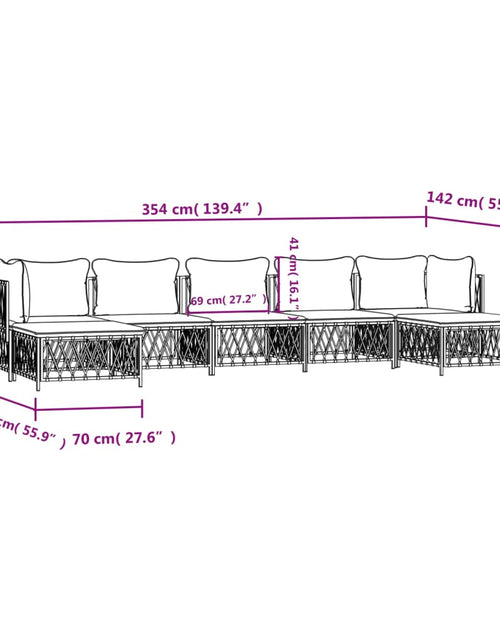 Încărcați imaginea în vizualizatorul Galerie, Set mobilier de grădină cu perne, 7 piese, alb, oțel
