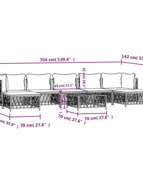 Загрузите изображение в средство просмотра галереи, Set mobilier de grădină, 8 piese, cu perne, alb, oțel
