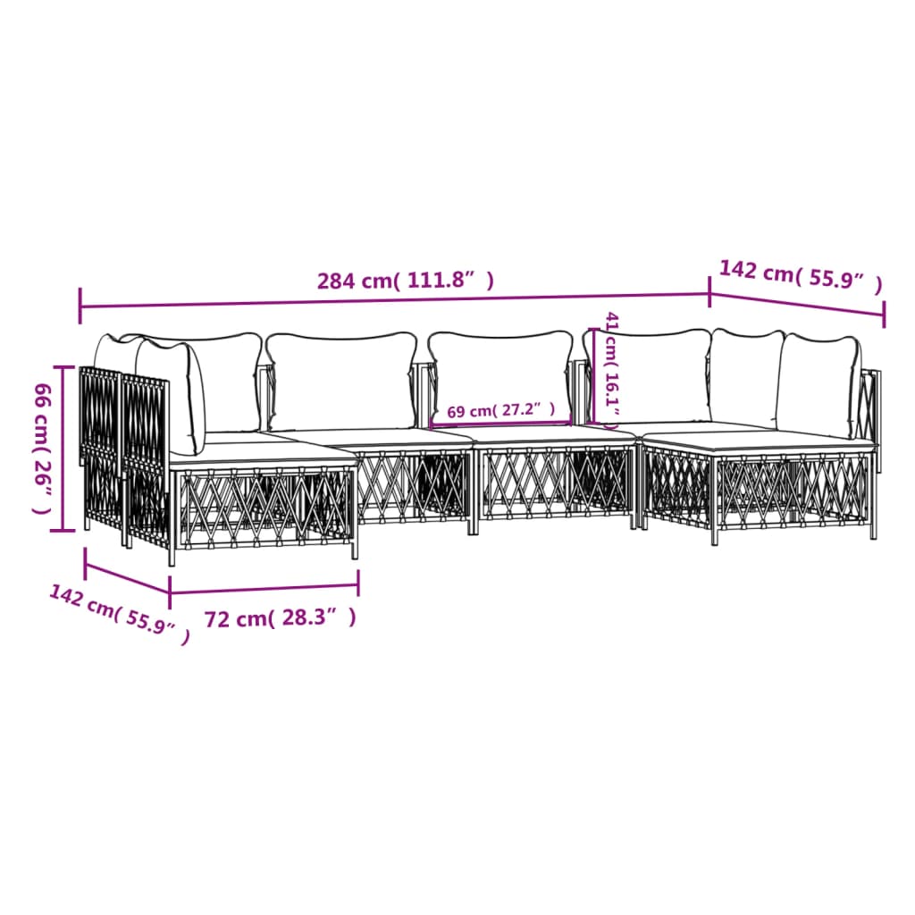 Set mobilier de grădină, 6 piese, cu perne, antracit, oțel