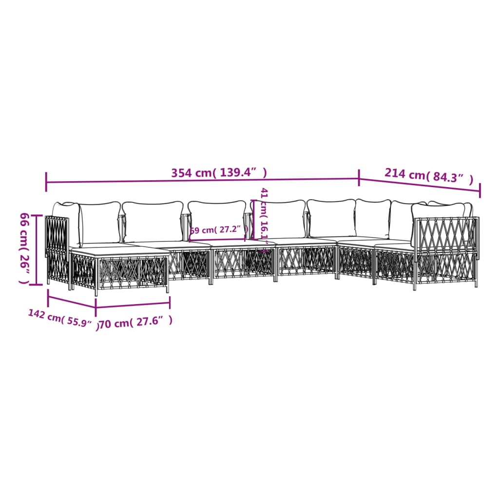 Set mobilier de grădină, 8 piese, cu perne, antracit, oțel