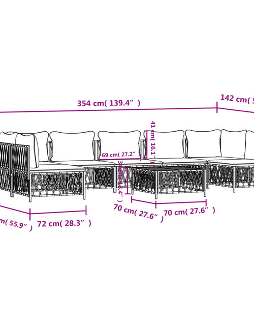 Încărcați imaginea în vizualizatorul Galerie, Set mobilier de grădină, 8 piese, cu perne, alb, oțel
