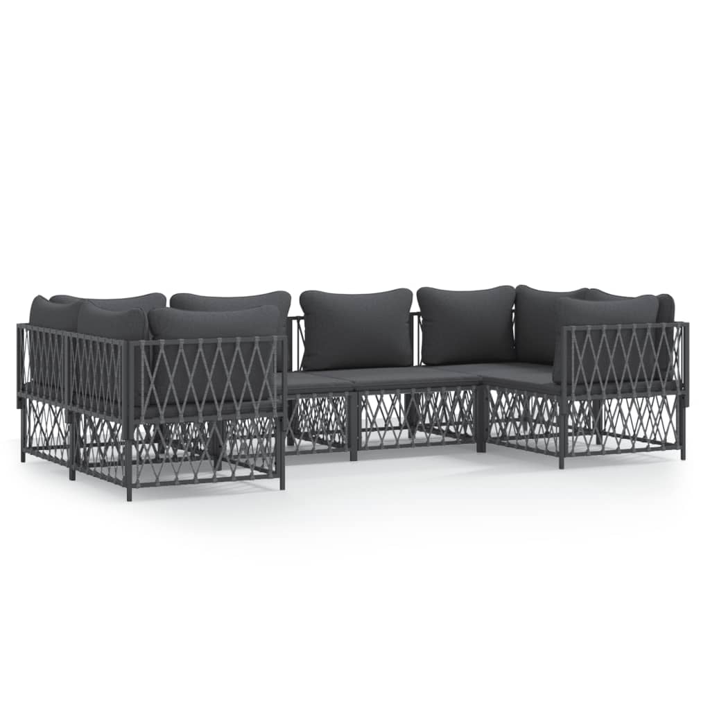 Set mobilier de grădină, 6 piese, cu perne, antracit, oțel